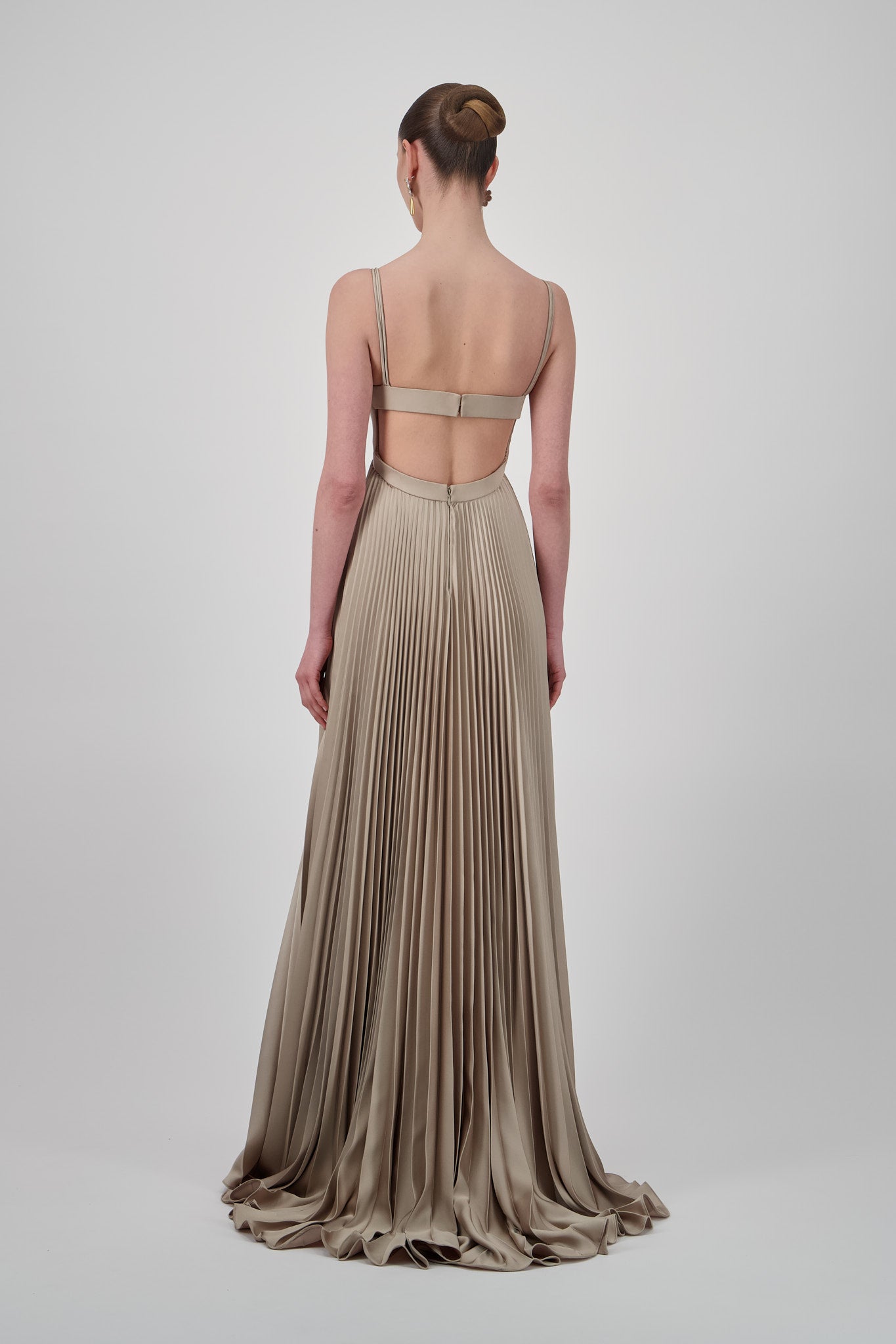 Satin Pleated Long Dress