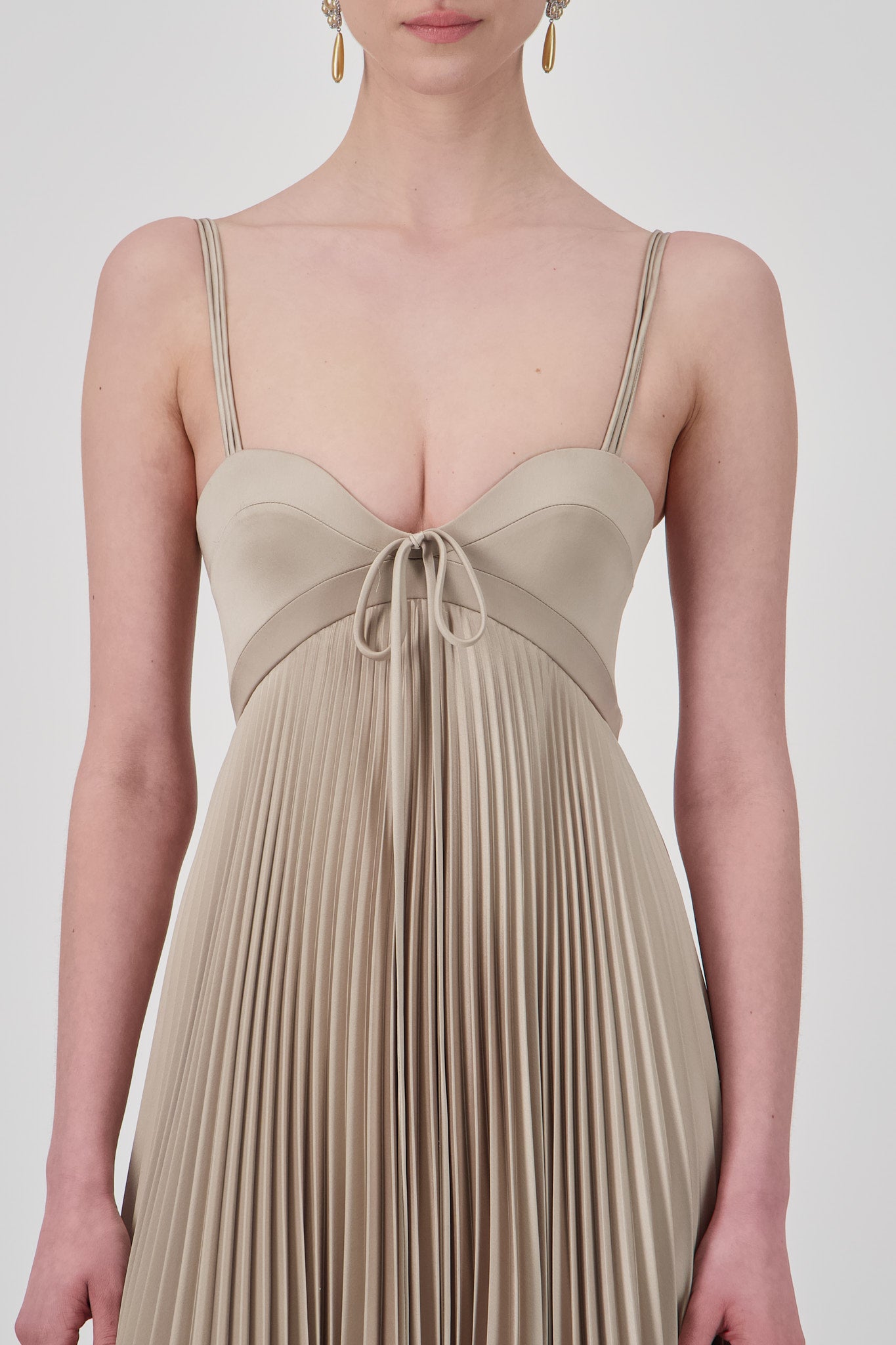 Satin Pleated Long Dress