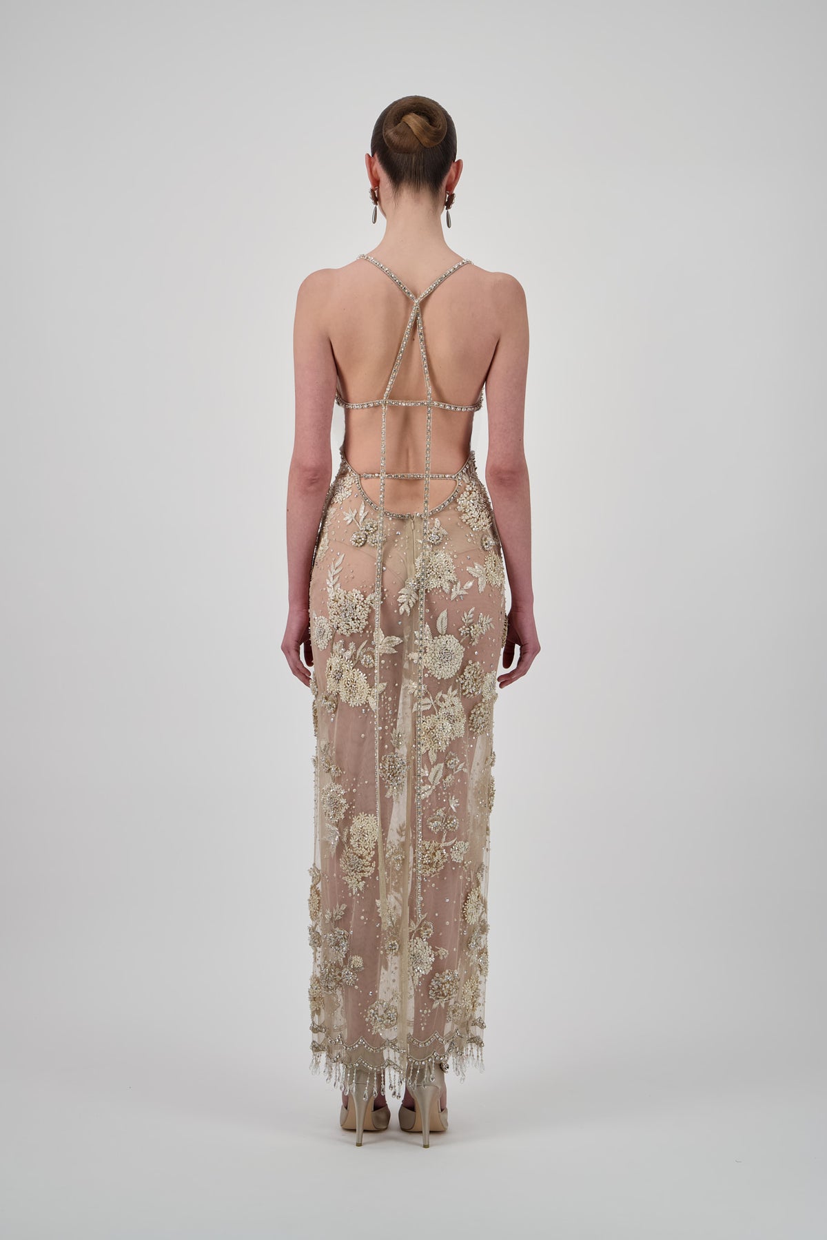 Beaded Tulle Long Dress