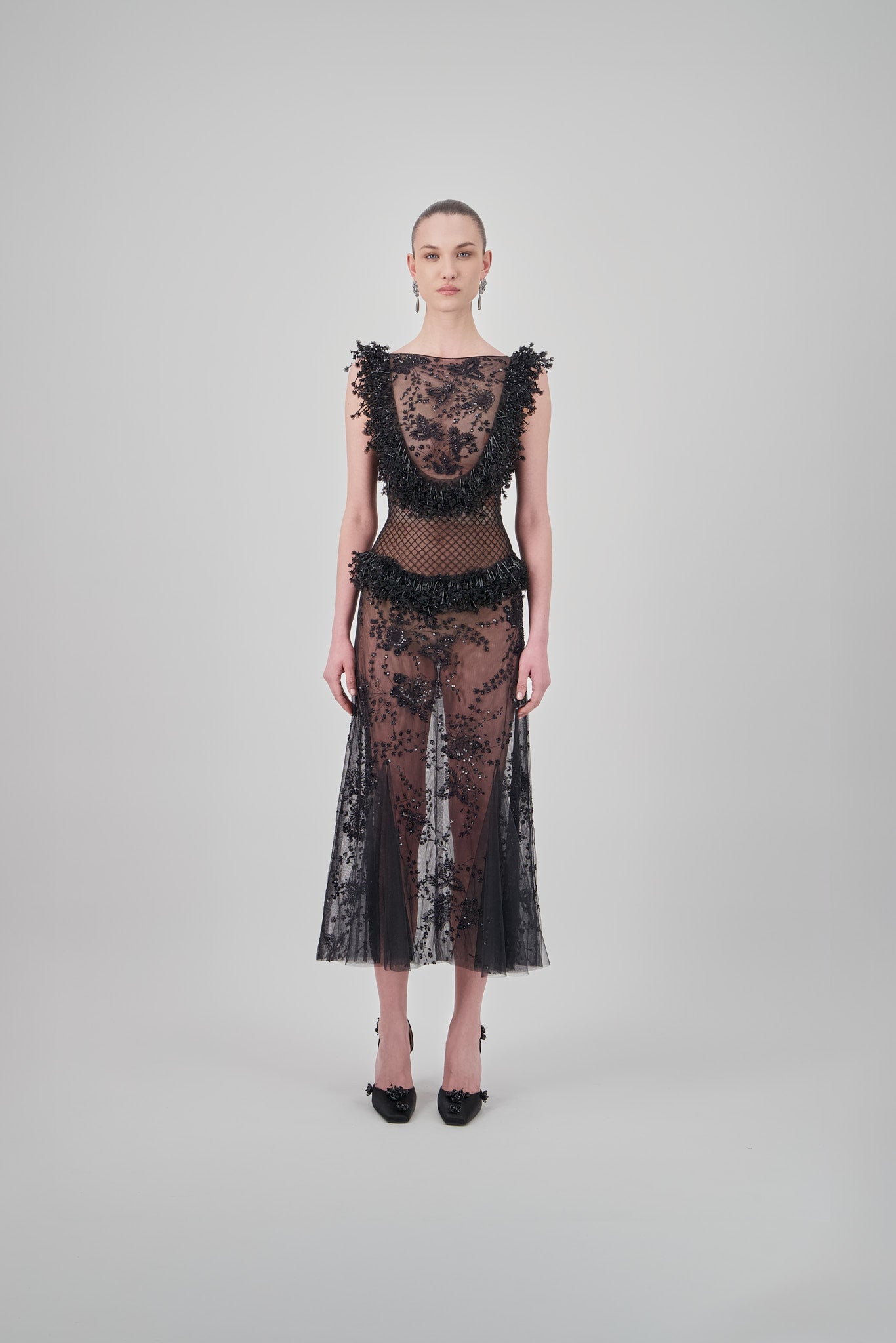 Embroidered Botanical Midi Dress
