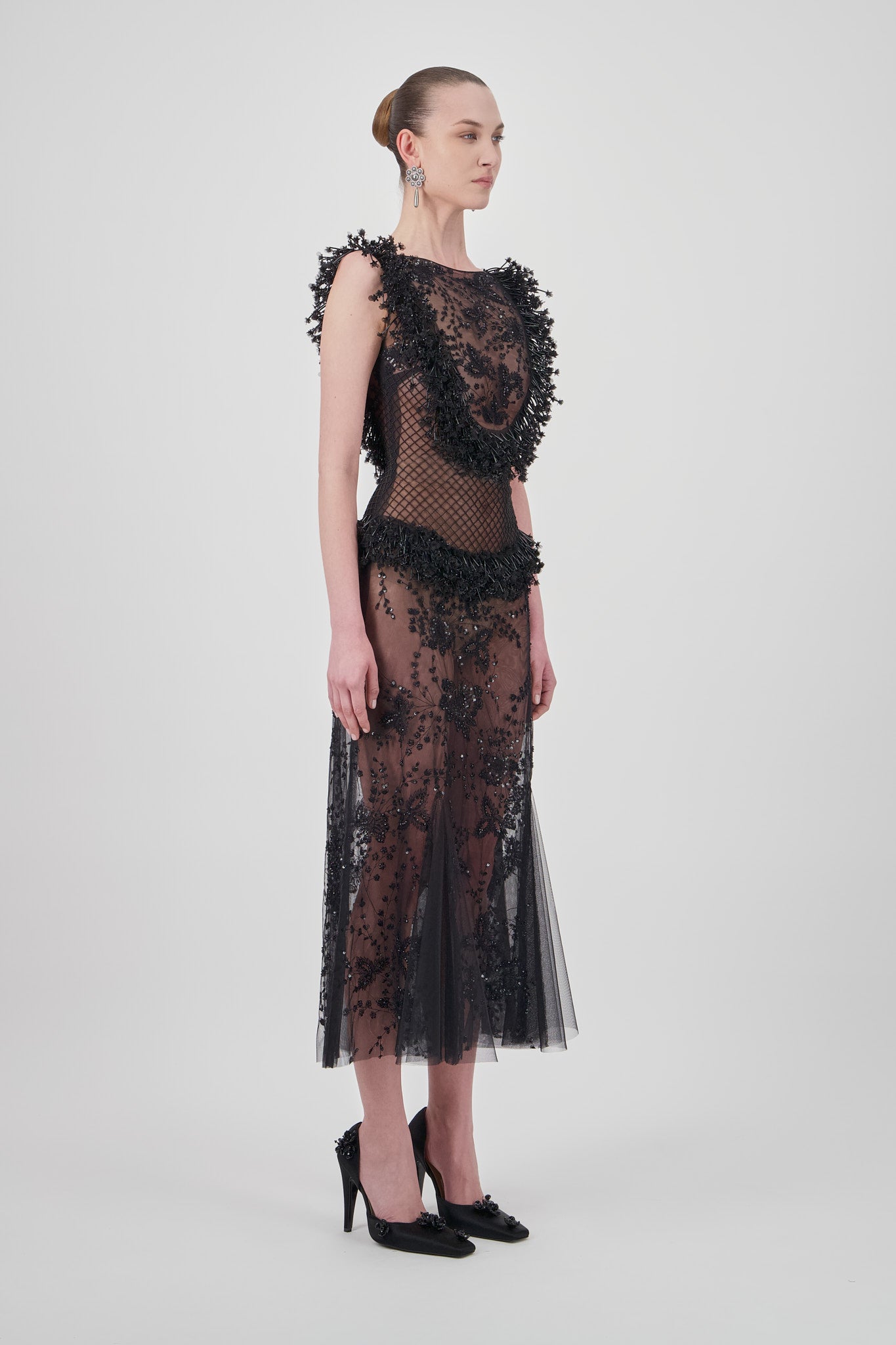 Embroidered Botanical Midi Dress