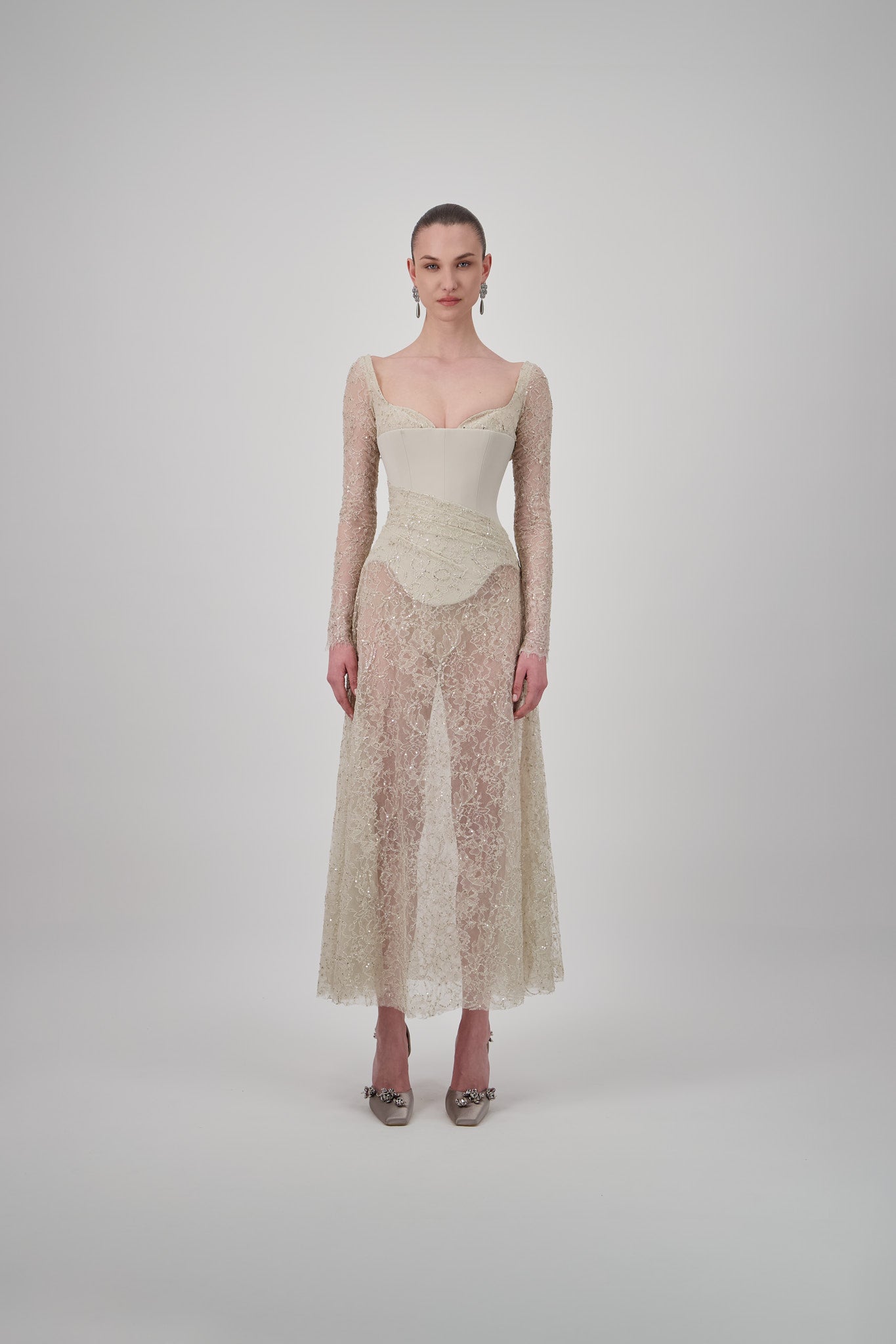 Lace Draped Midi Dress