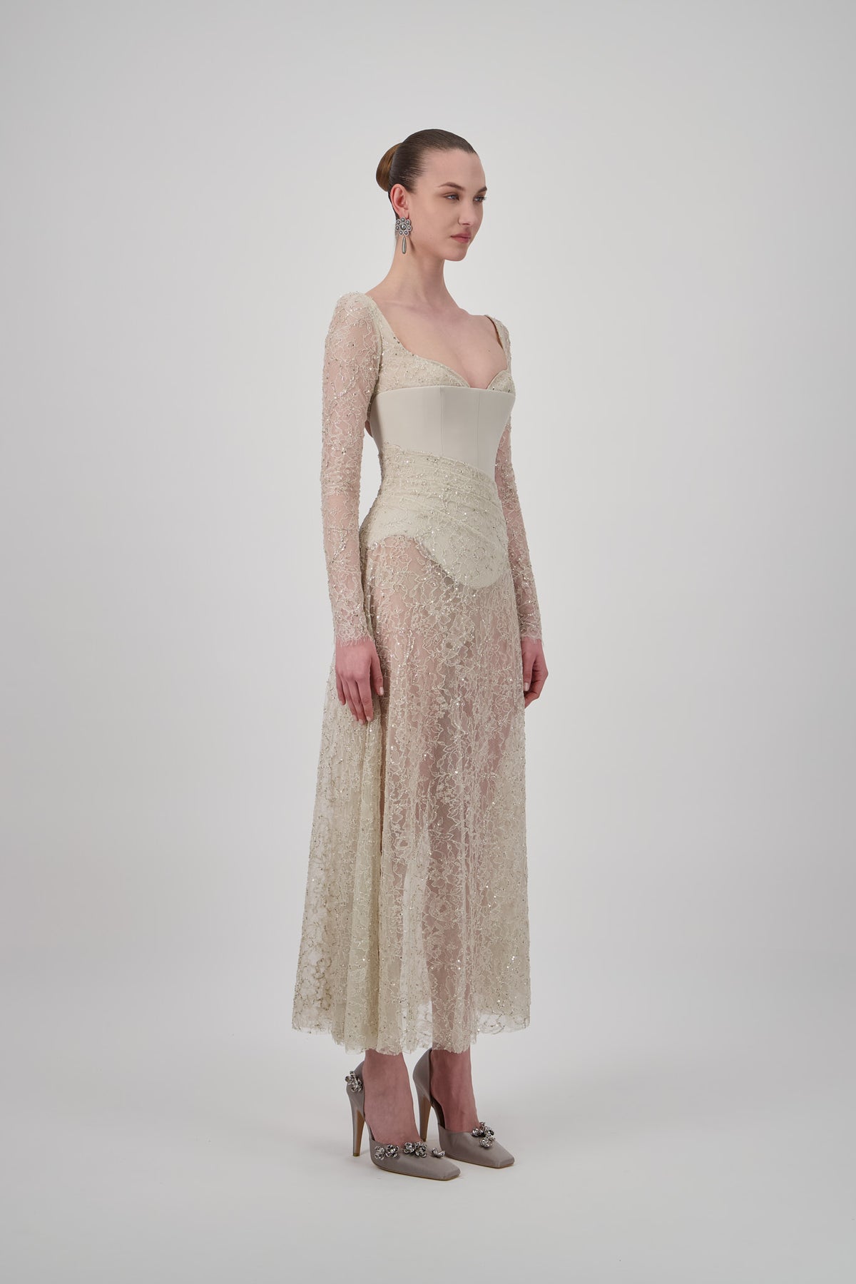 Lace Draped Midi Dress