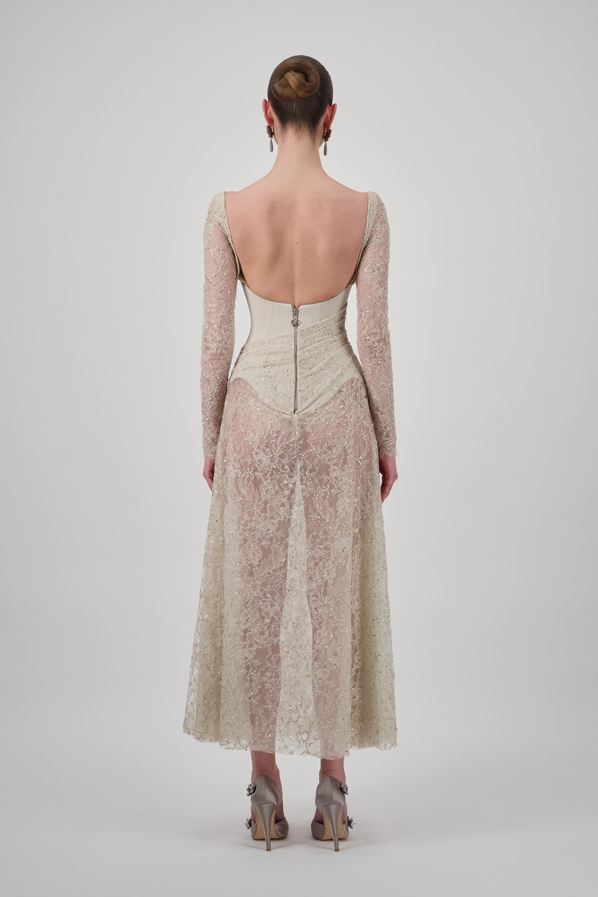 Lace Draped Midi Dress