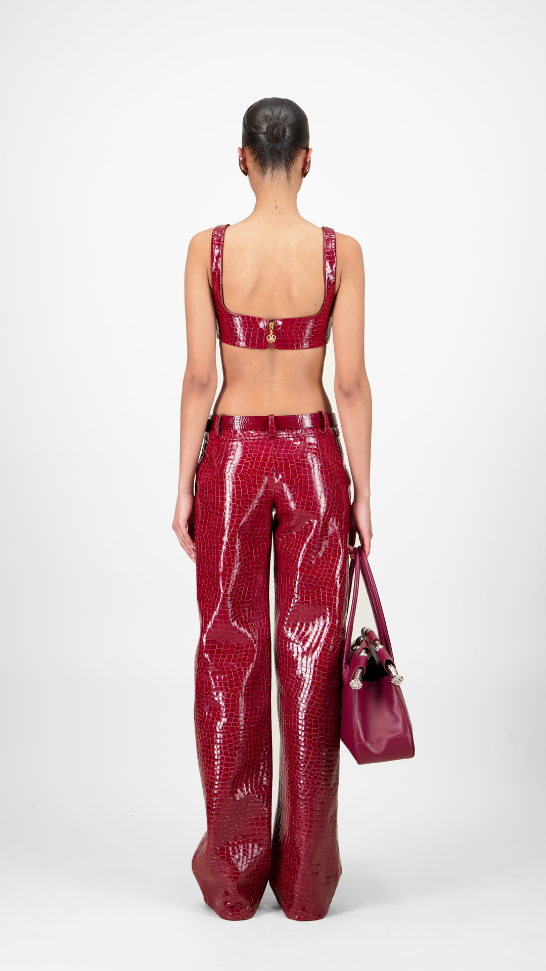 Croc-Embossed Leather Pants