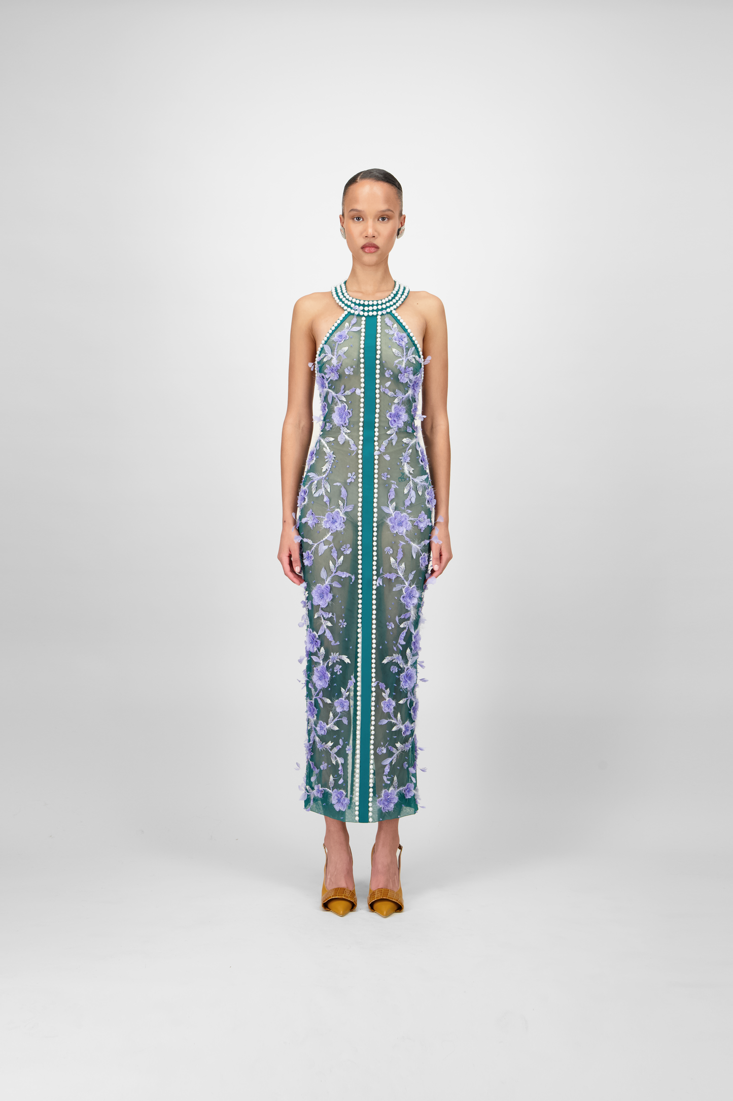 Floral Beaded Midi Dress