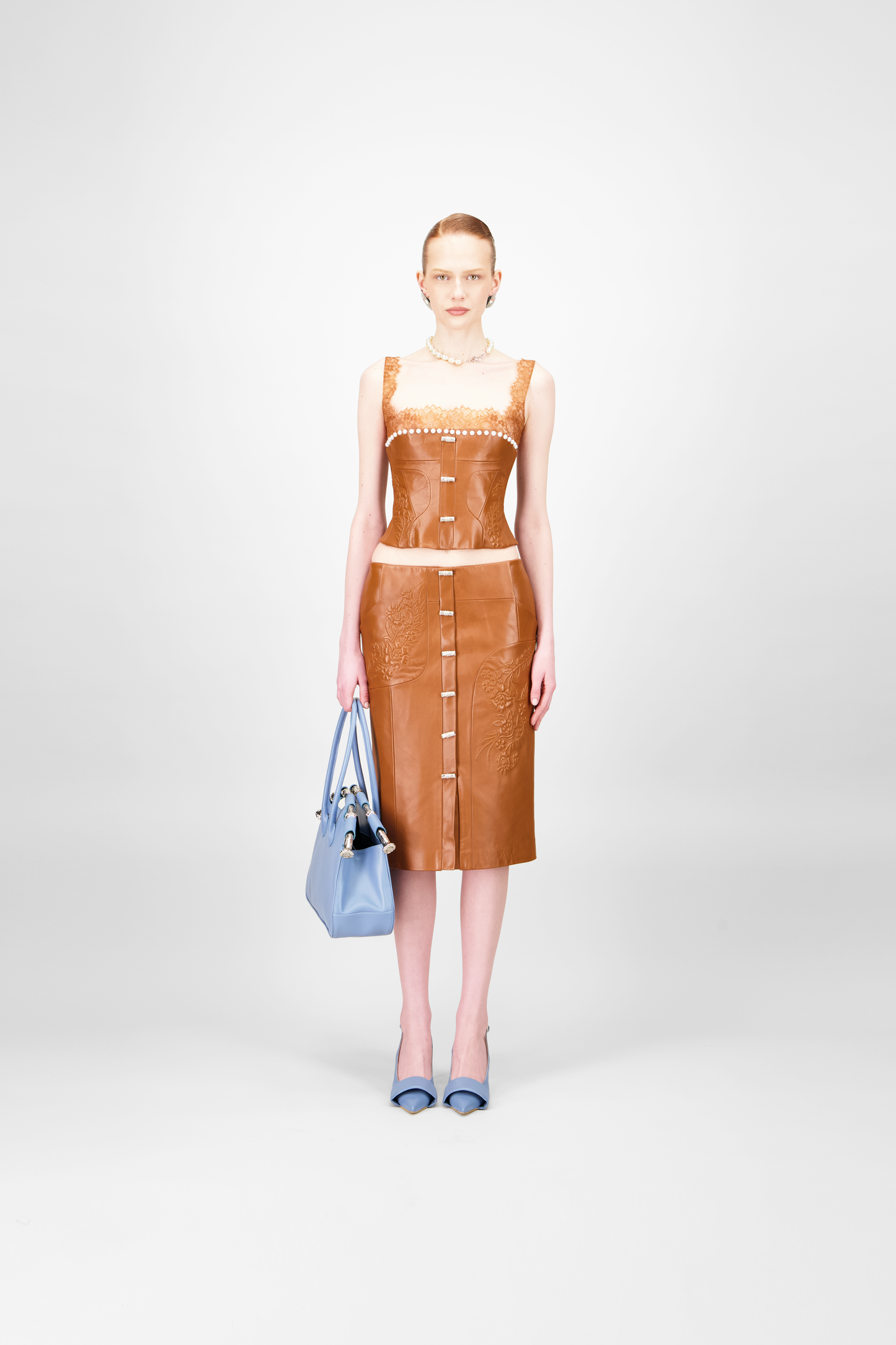 Leather Embossed Short Skirt