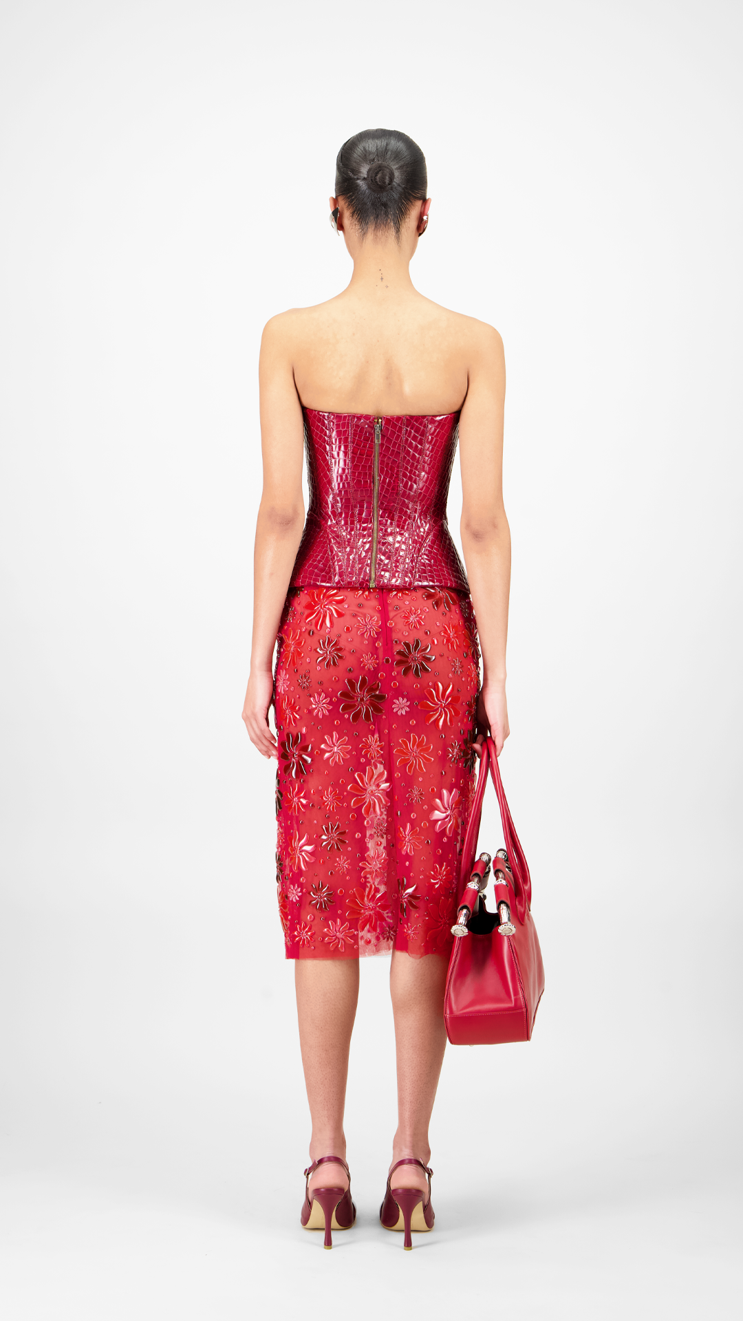 Croc-Embossed Leather Corset