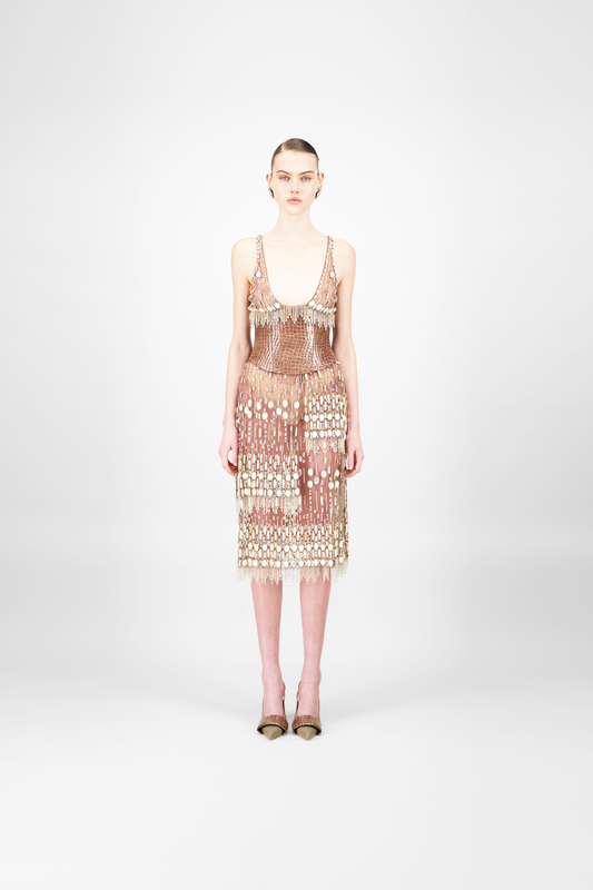 Layered Beaded Short Dress