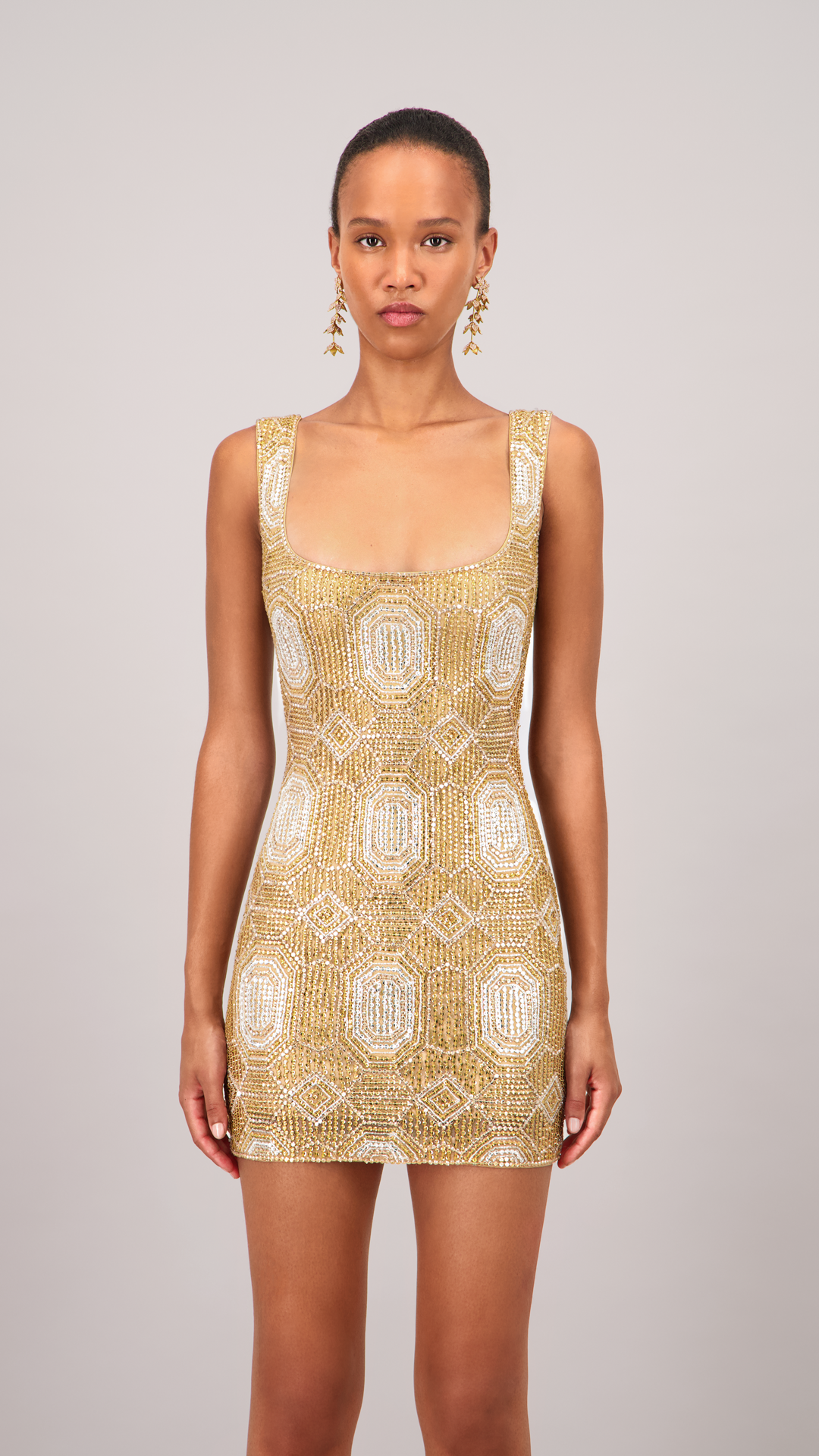 Beaded Gold Mini Dress