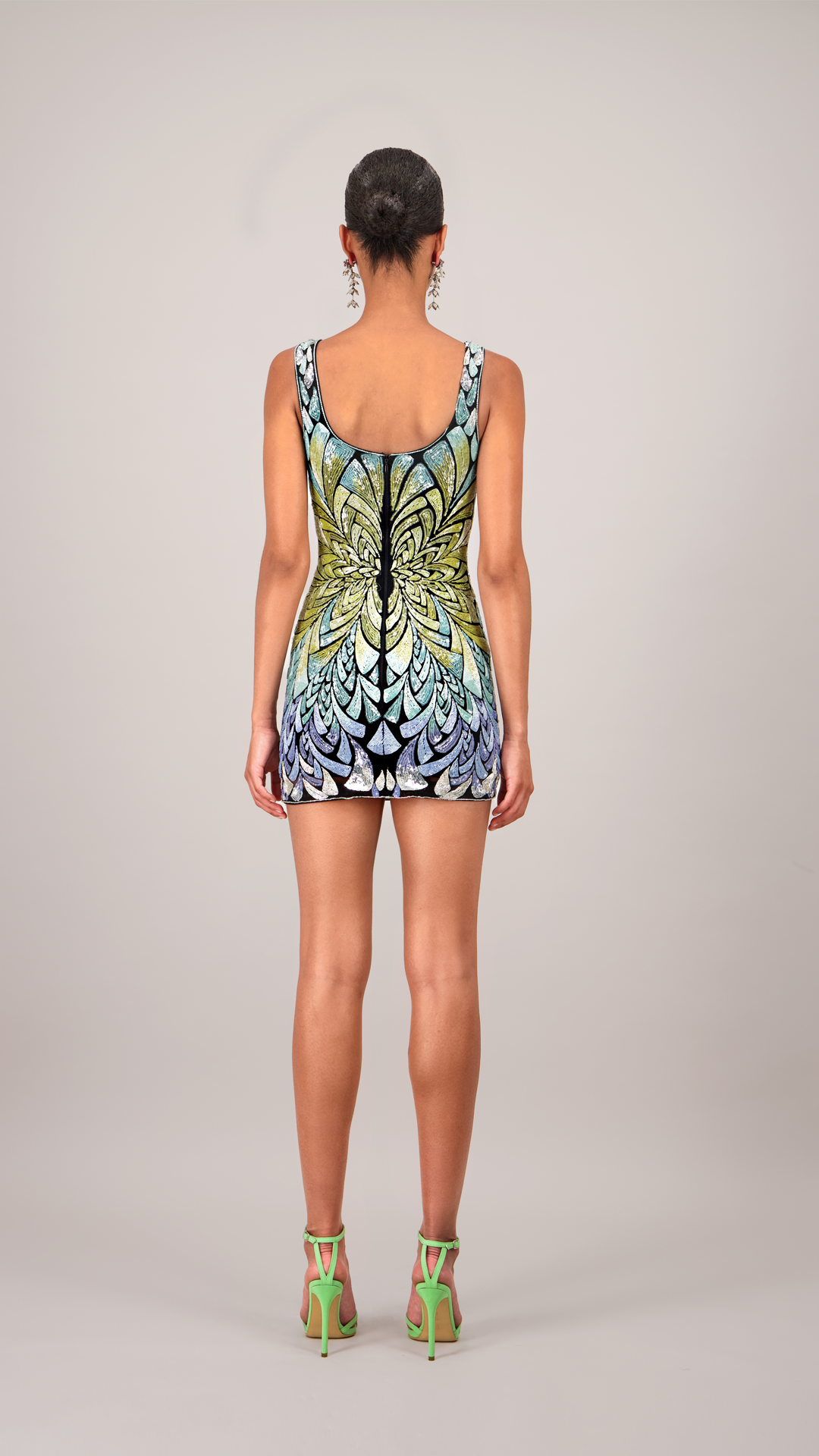 Beaded Starburst Yellow Mini Dress