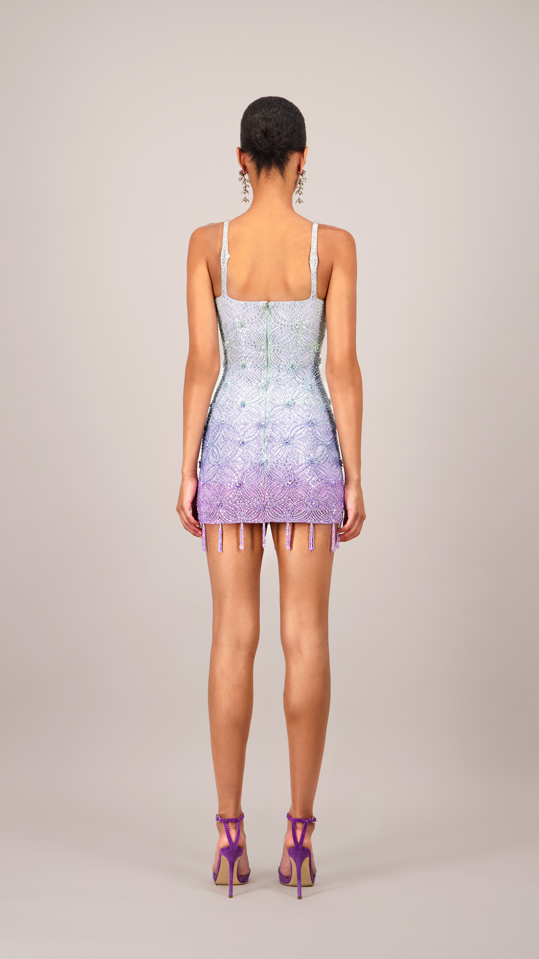 Beaded Frosted Purple Mini Dress