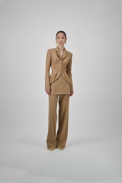 Tailored Straight-Leg Wool Pants