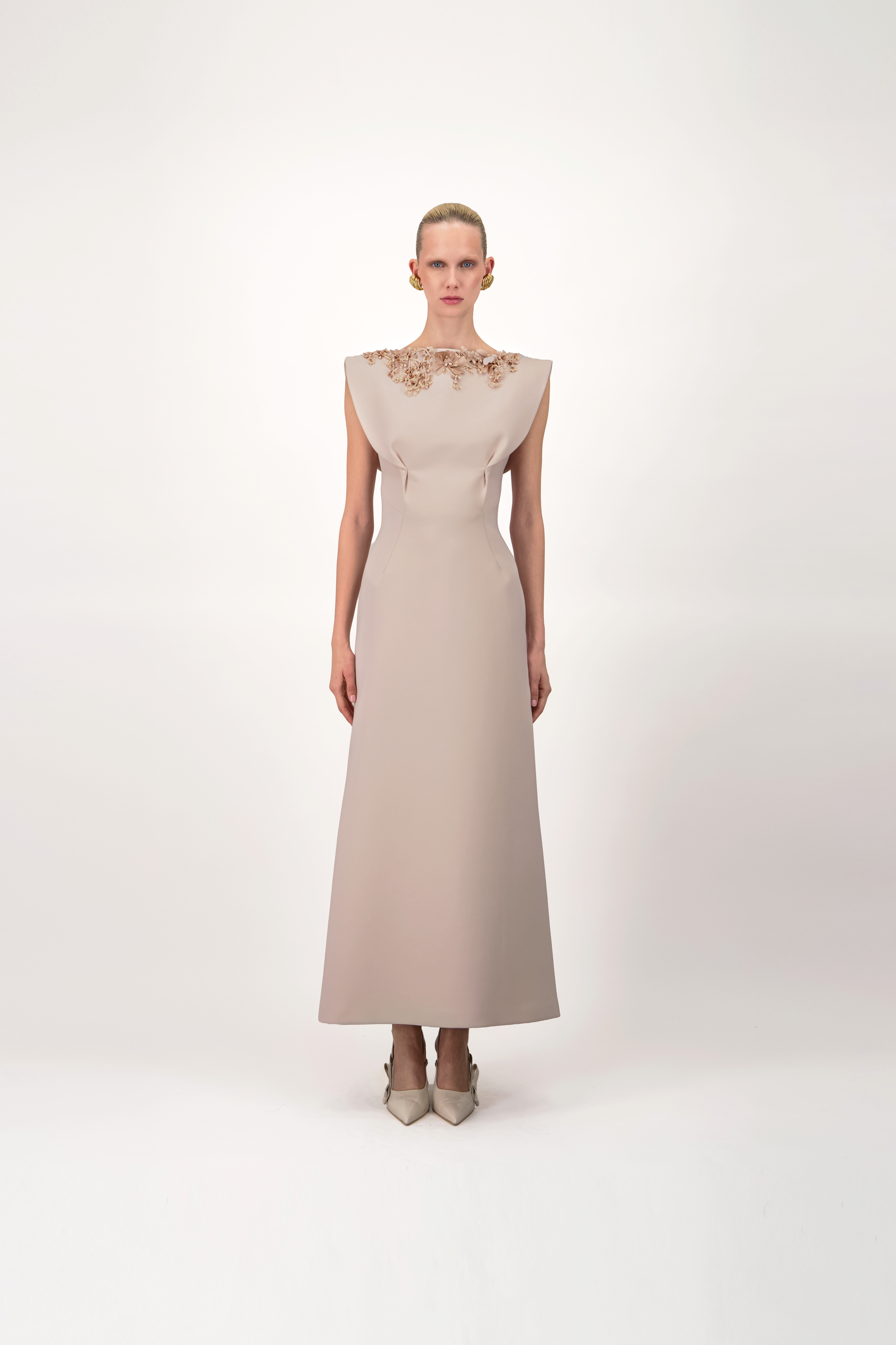 Embroidered Collar Midi Dress Georges Hobeika Embroidered Collar Midi Dress Georges Hobeika