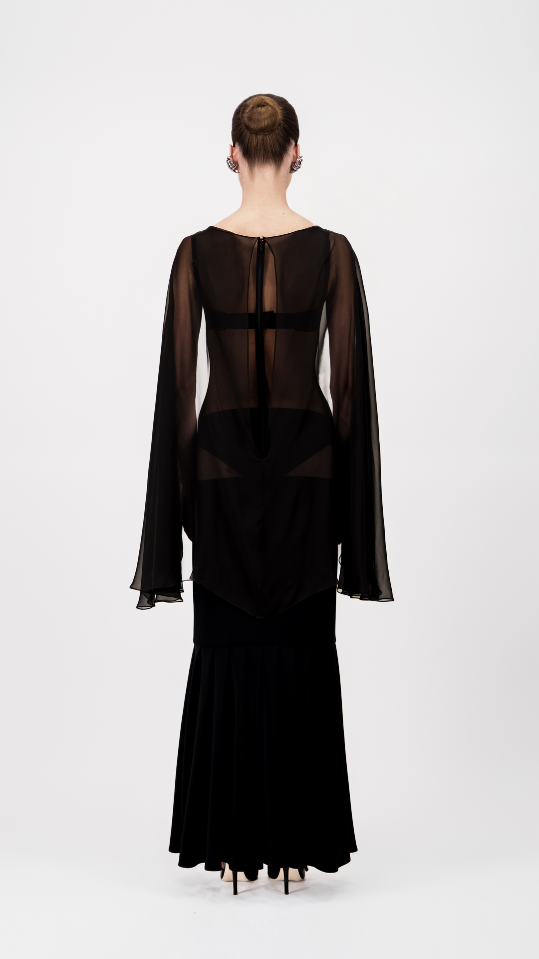 Sheer Sleeve Long Dress