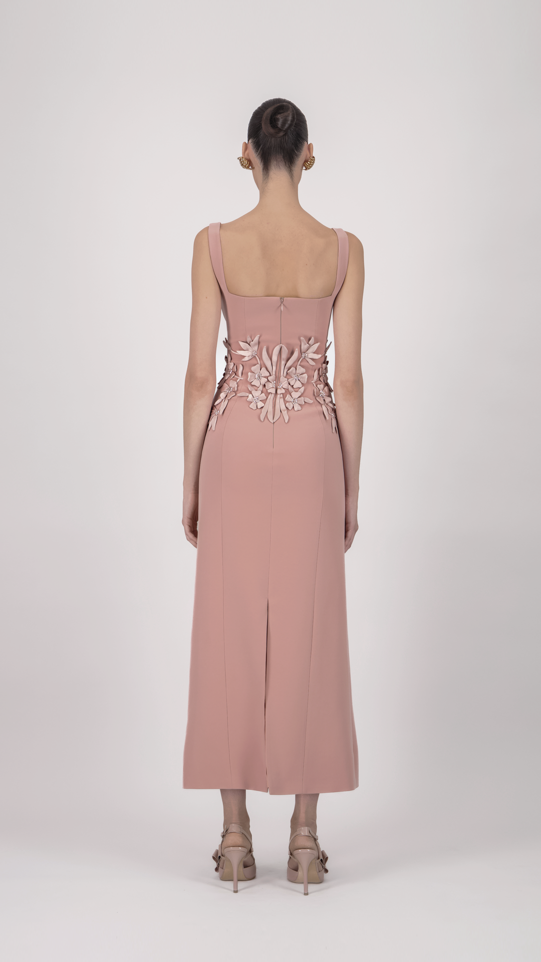 Structured V-Neck Midi Dress
