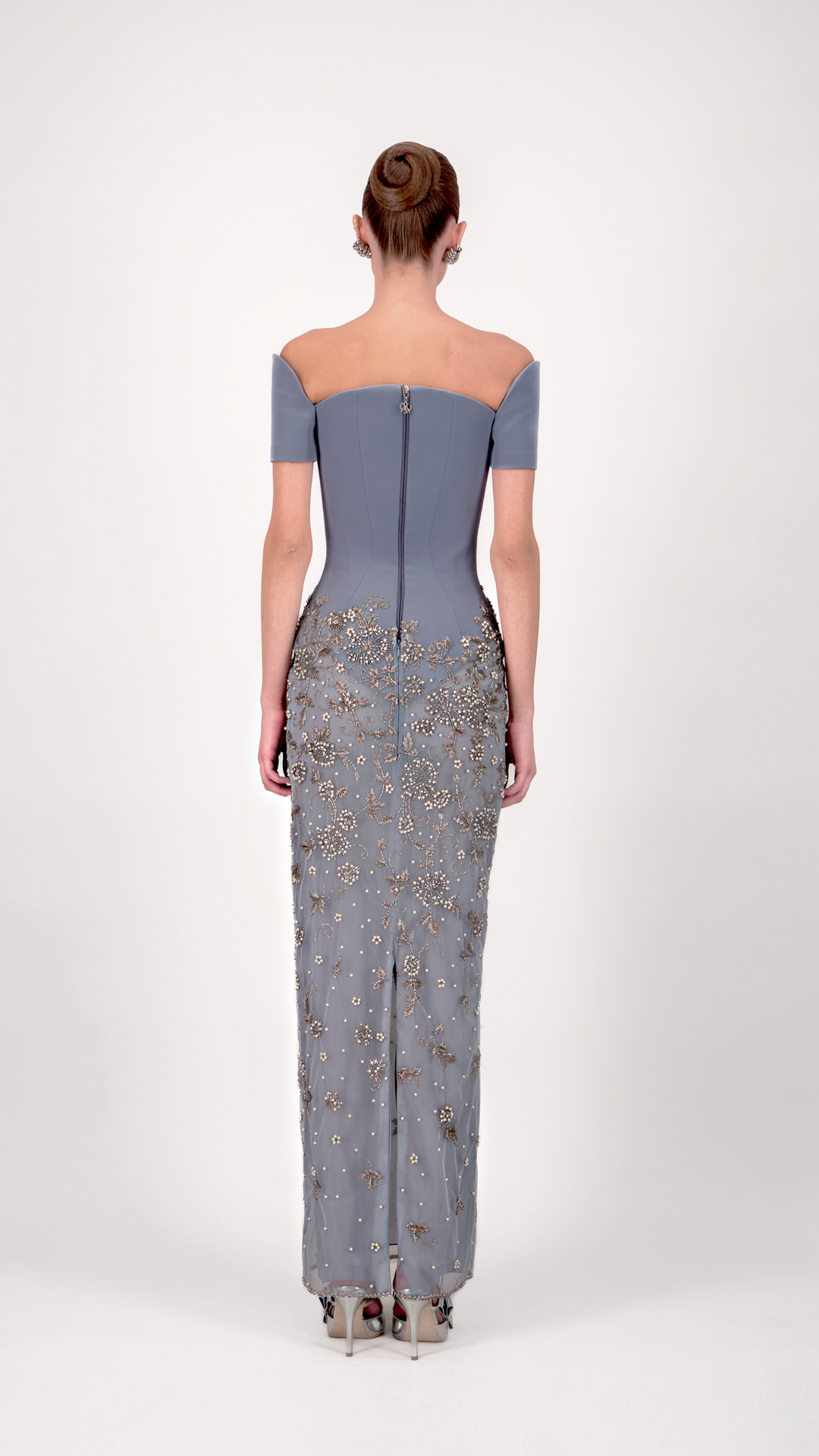 Off-Shoulder Embroidered Long Dress