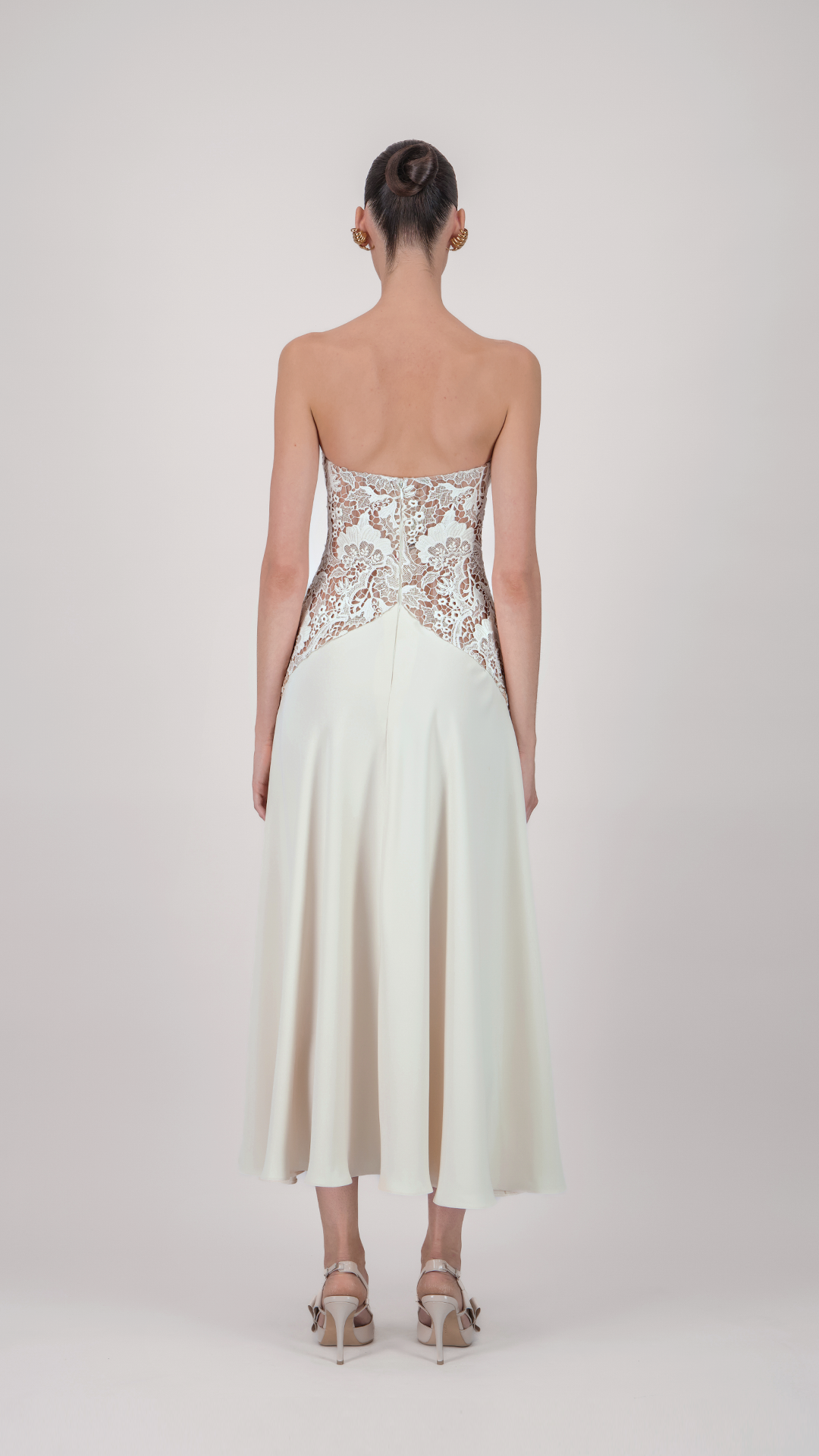 Strapless Lace Corset Midi Dress