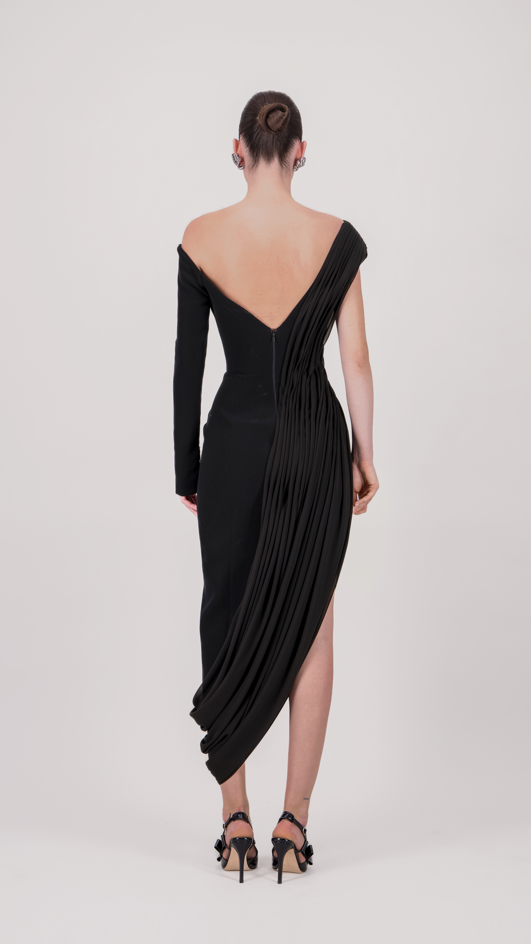 Asymmetric Off-Shoulder Midi Dress