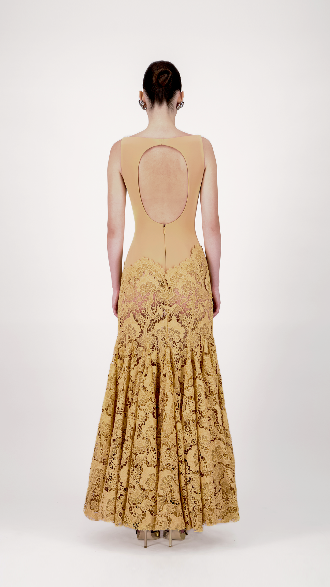 Lace Godet Long Dress