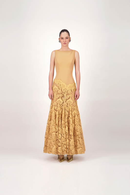 Lace Godet Long Dress