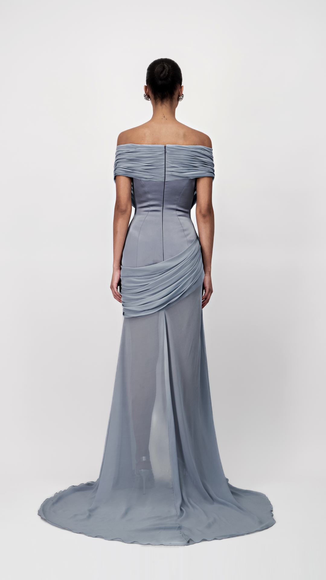 Off-Shoulder Draped Long Dress