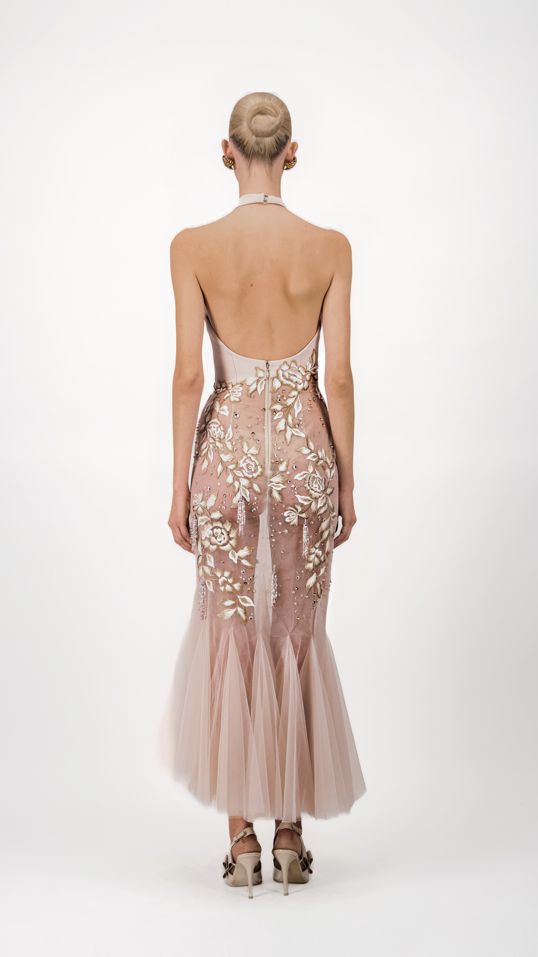 Halter Tulle Midi Dress