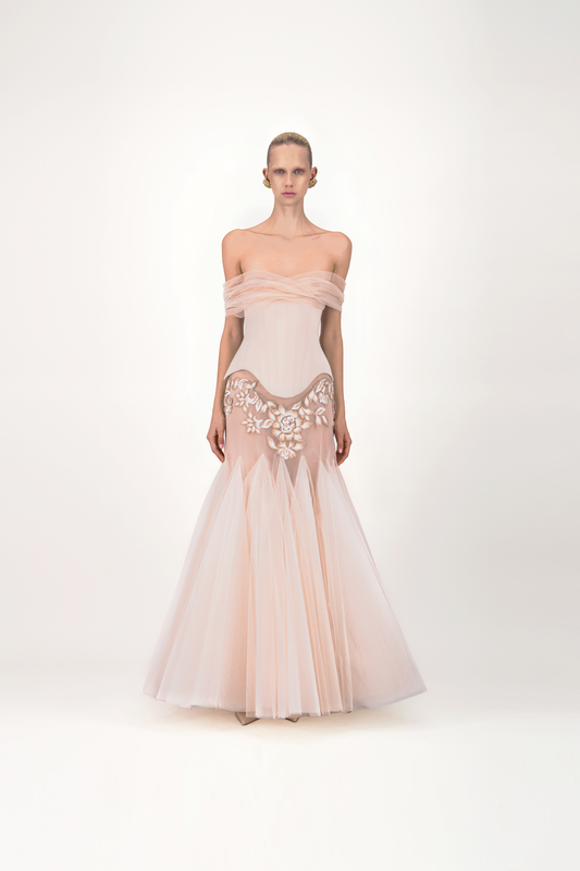 Off-Shoulder Corset Long Dress