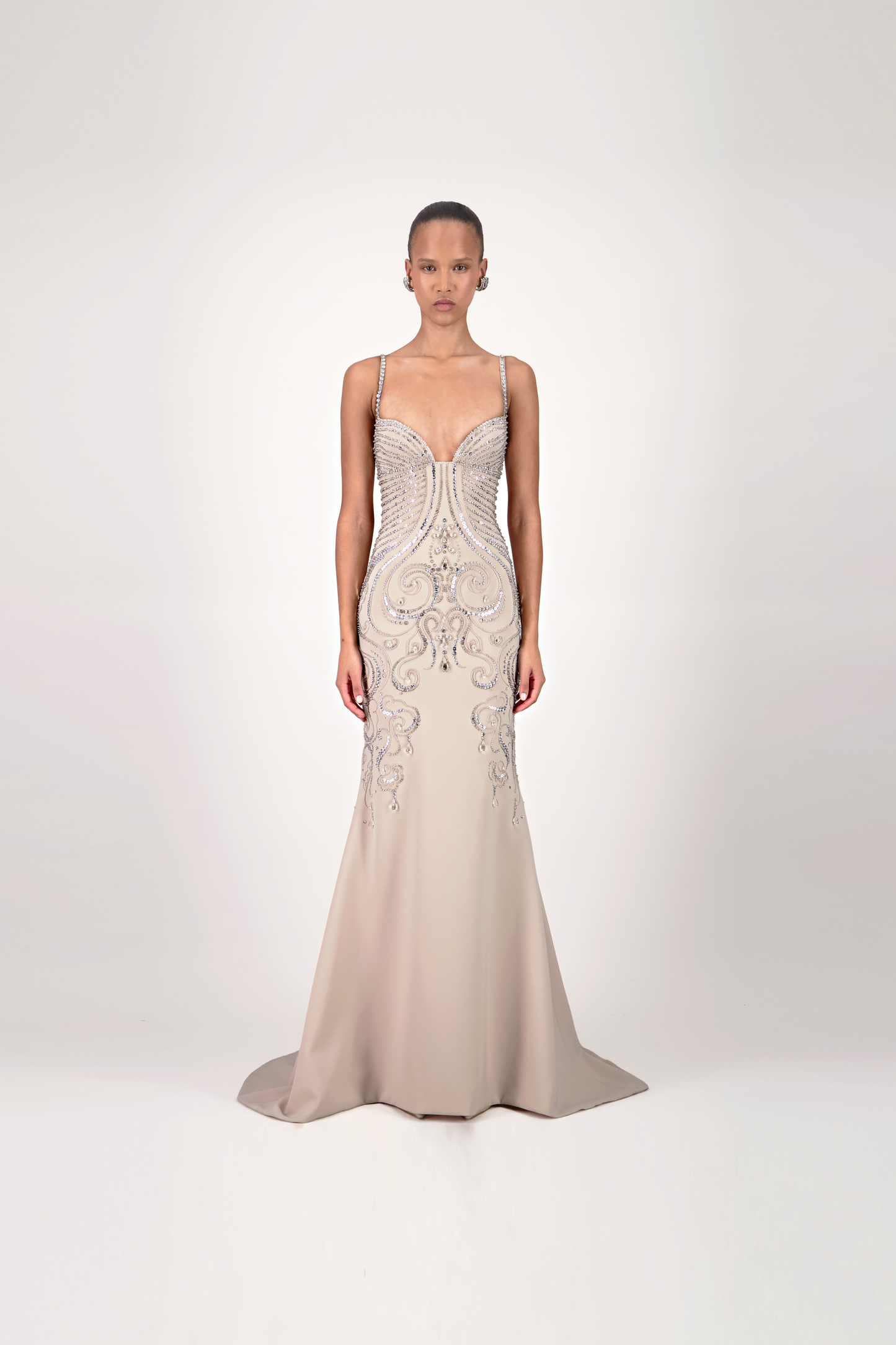 Beaded Sweetheart Long Dress