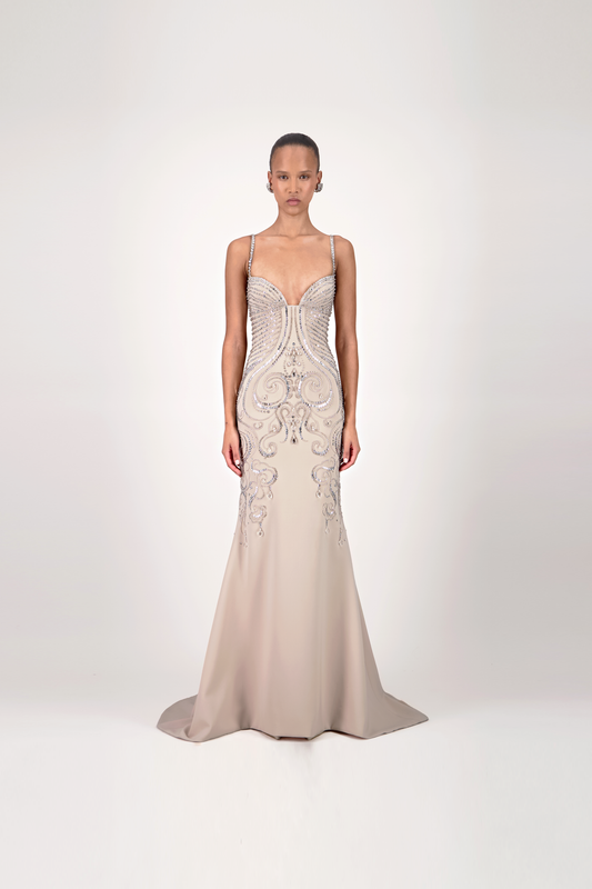 Beaded Sweetheart Long Dress