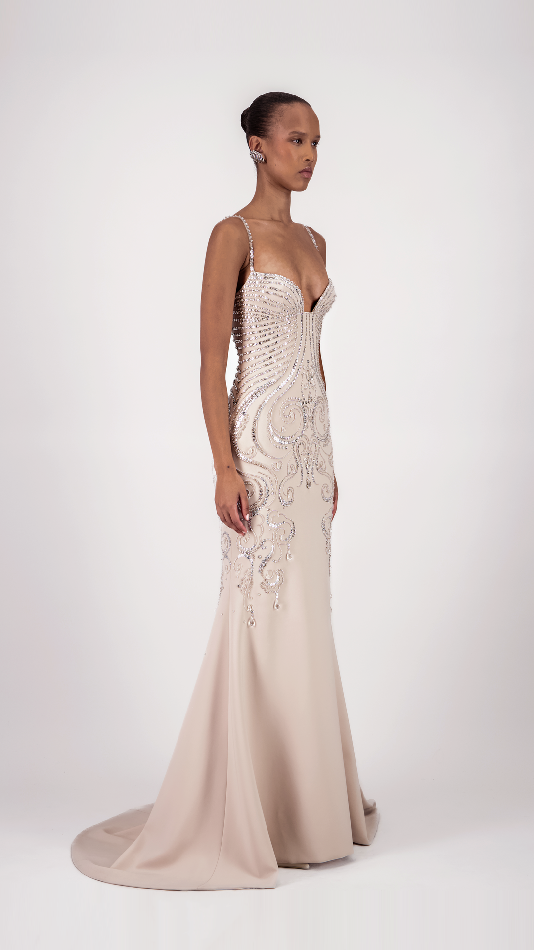 Beaded Sweetheart Long Dress