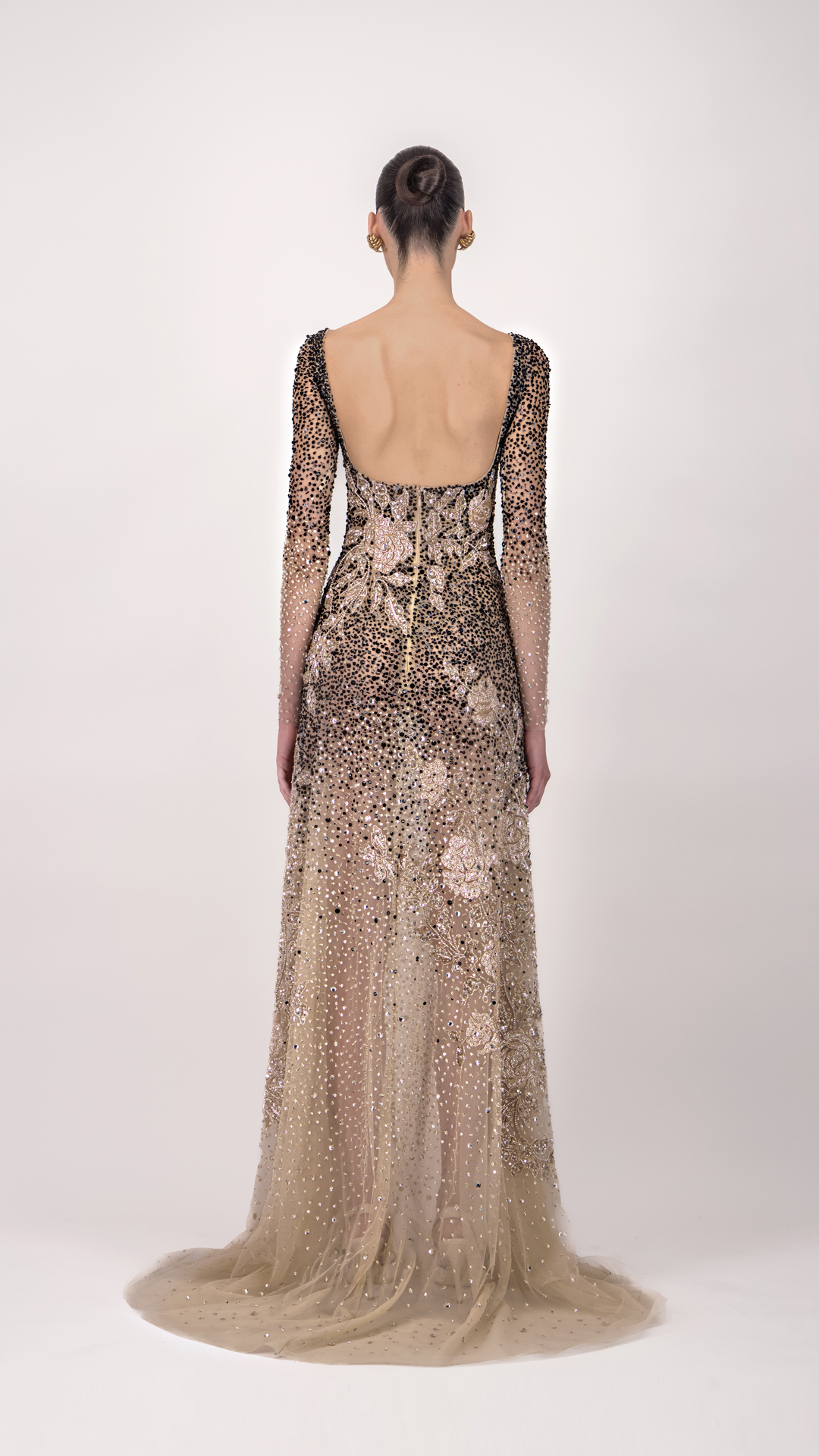 Sheer Long Sleeve Long Dress