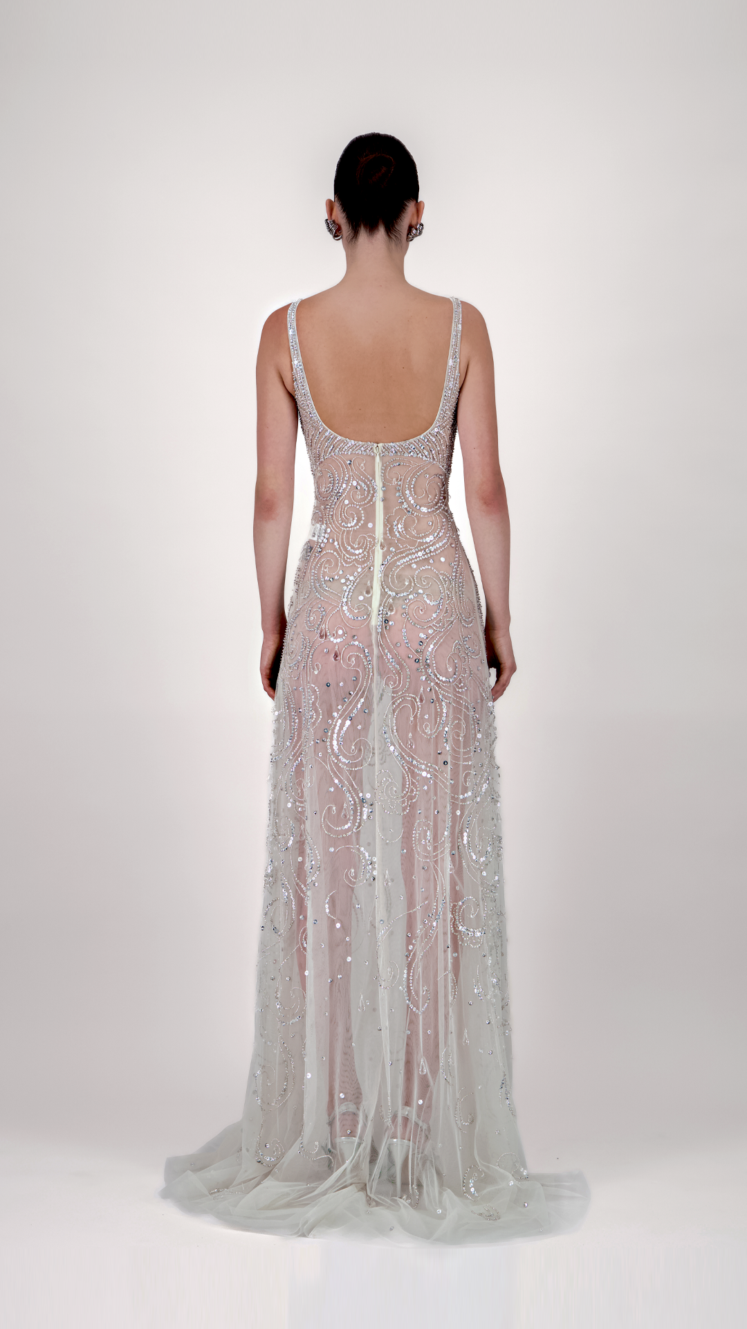Embellished Strap Sheer Long Dress