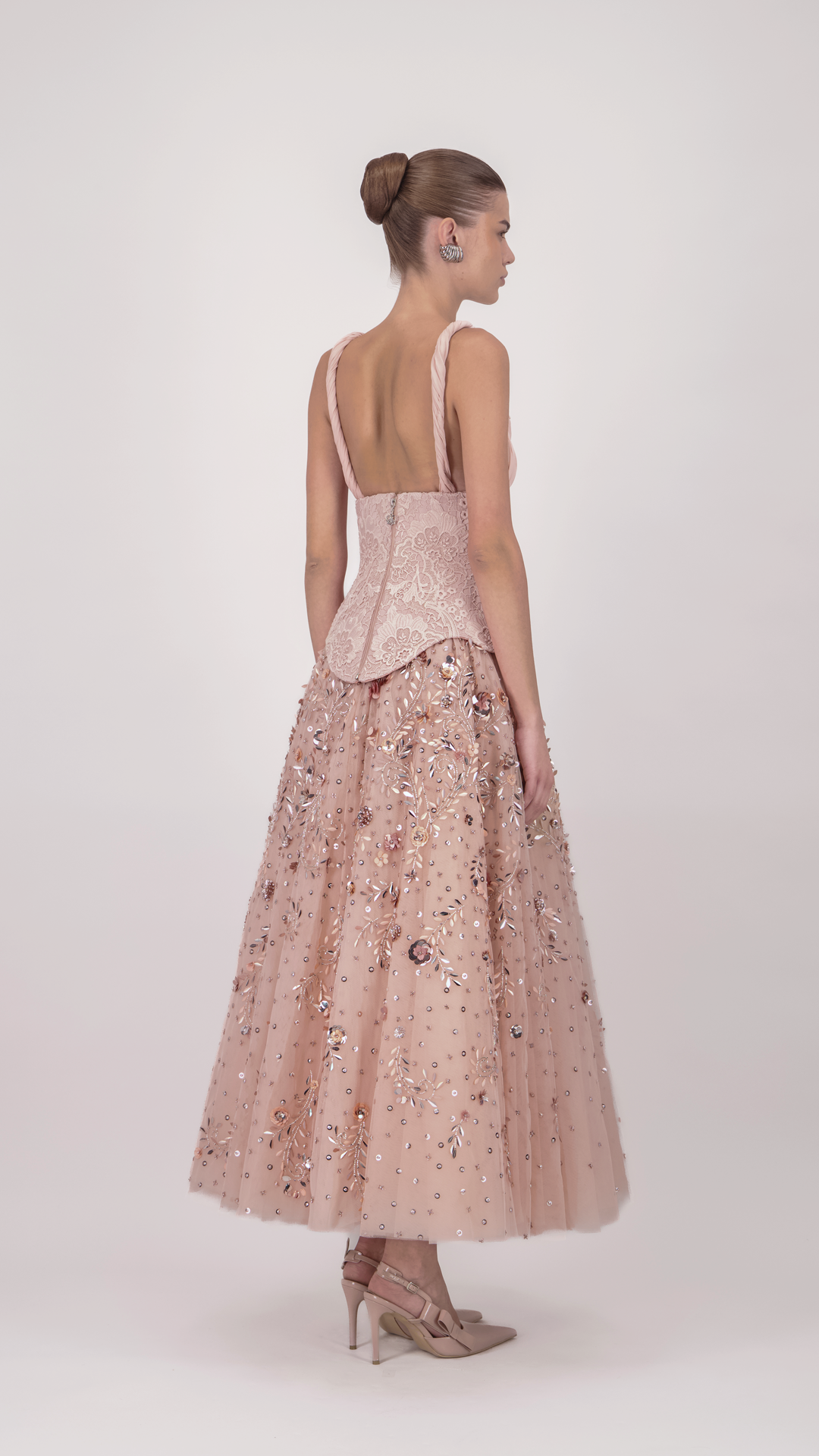 Strap Corset Embellished Midi Dress