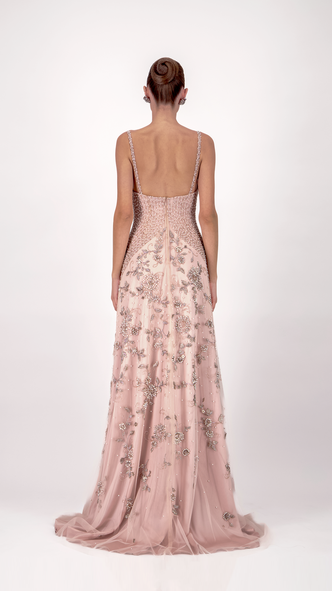 V-Neck Strap Embellished Long Dress