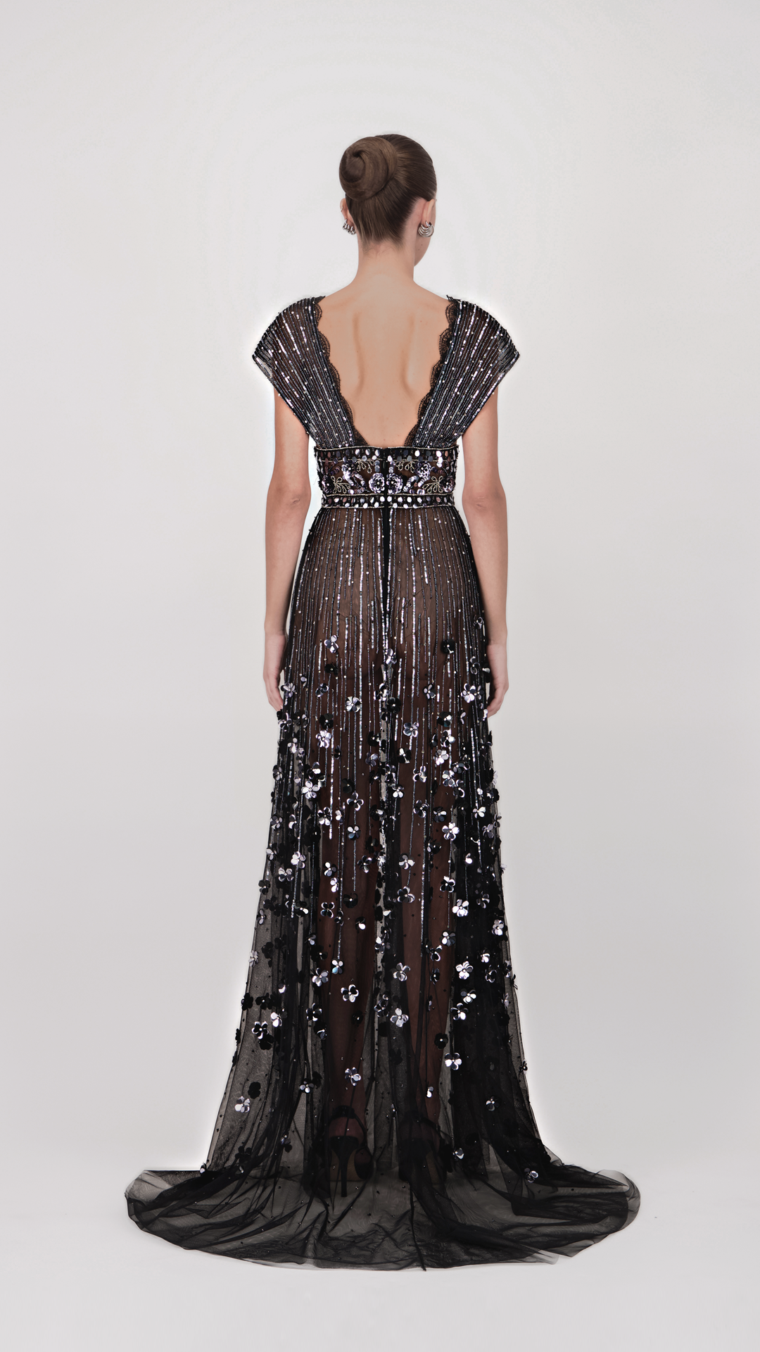 Embellished Deep V Long Dress