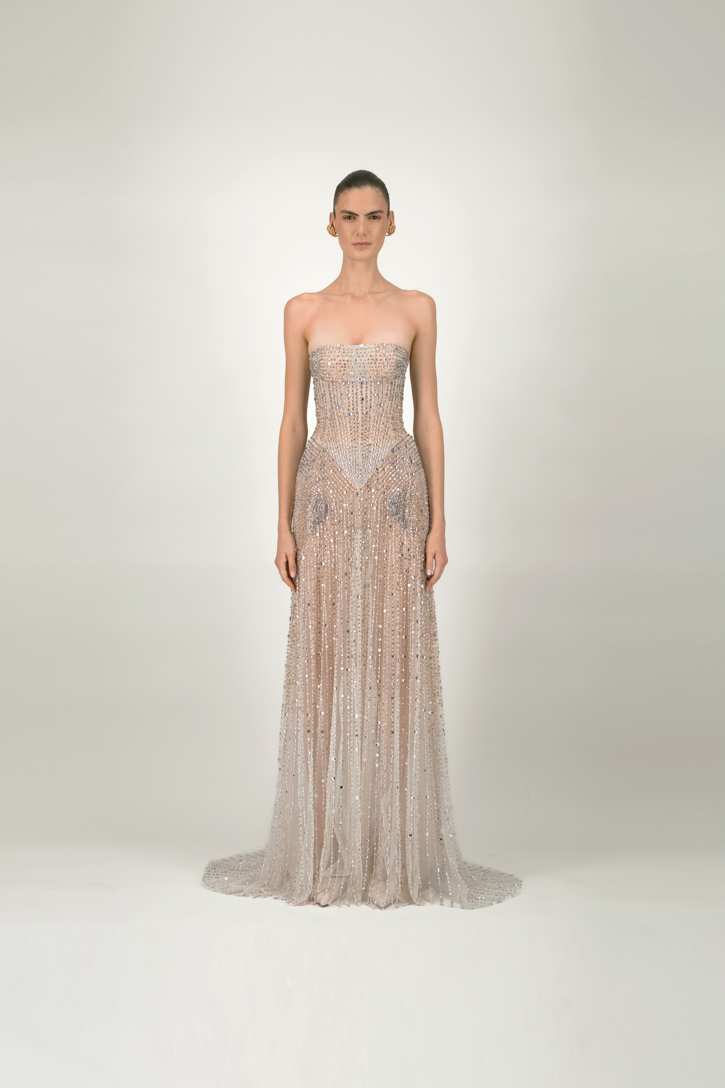 Strapless Beaded Long Dress – Georges Hobeika