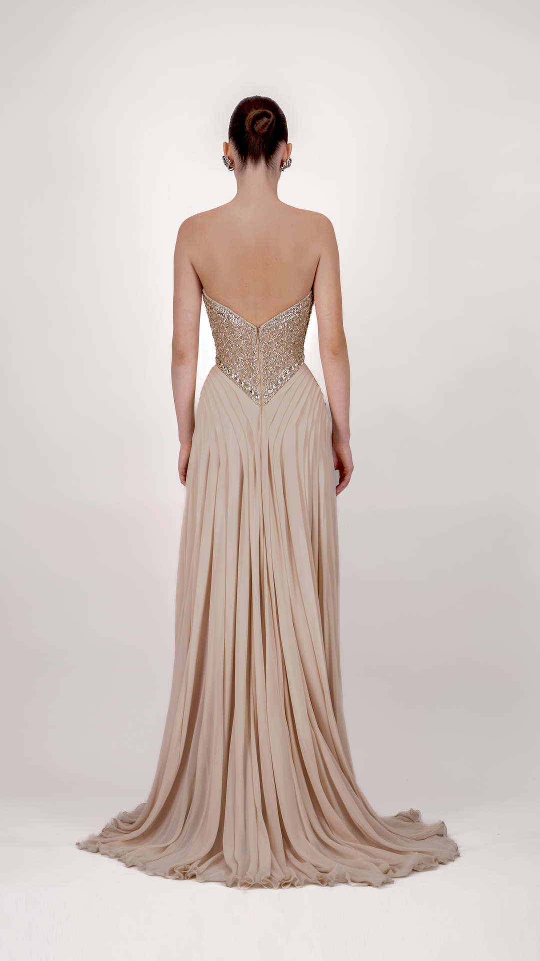 Strapless Embellished Corset Long Dress